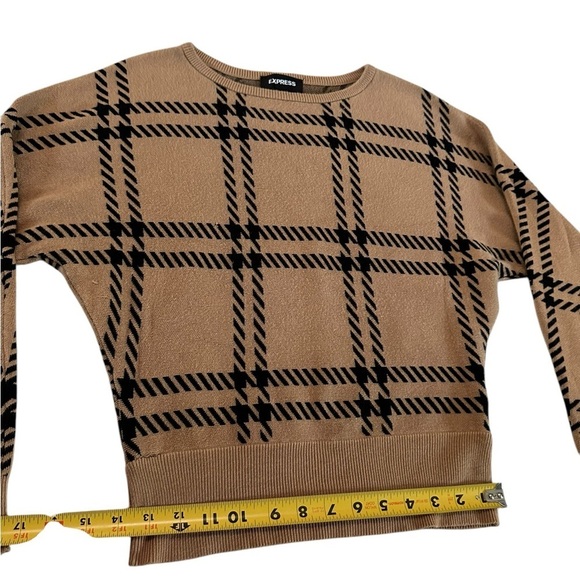 Express Women's Size SP Sweater Top Long Sleeve Striped Brown/black - Picture 11 of 16